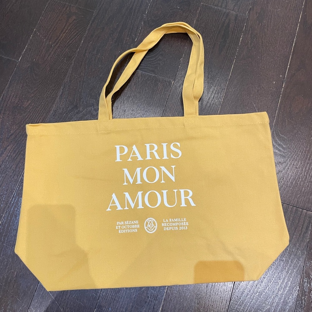 Sezane Tote Bag Paris Mon Amour Yellow